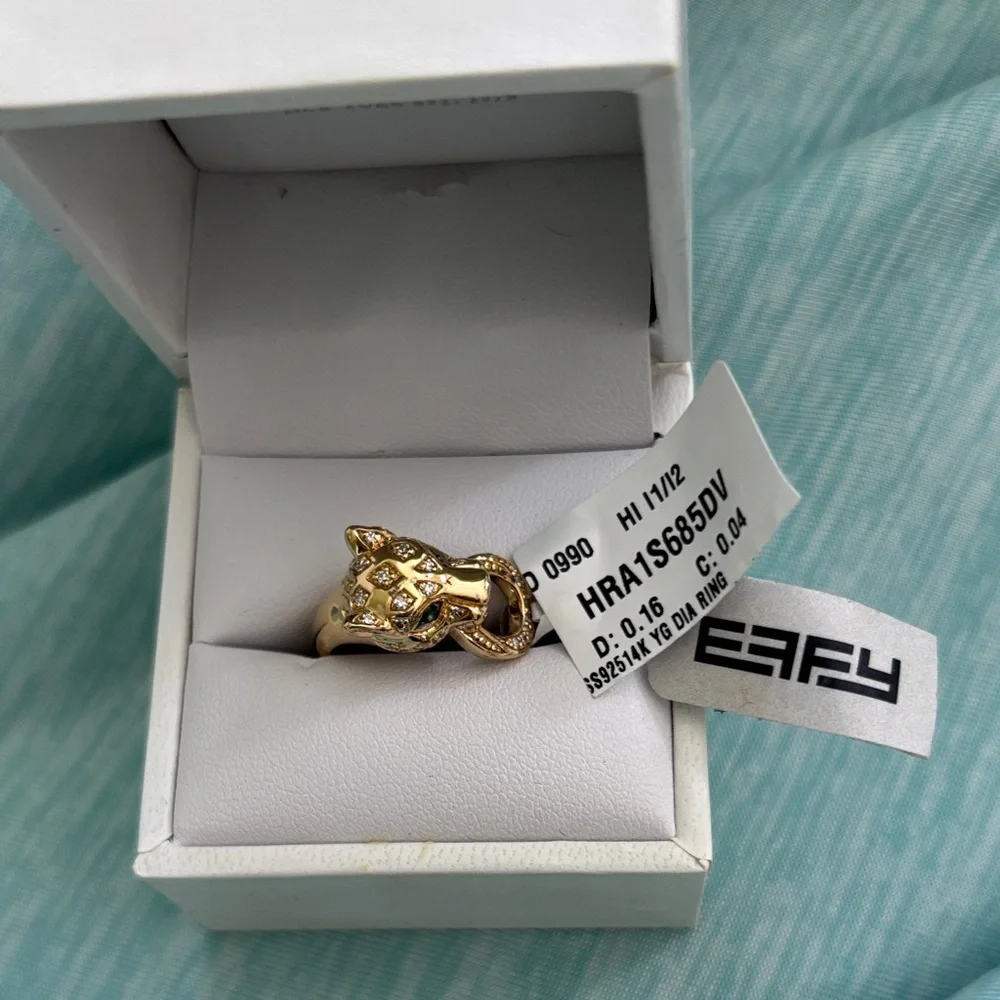 Effy silver with gold overlay Panther Ring with diamond Accents - Picture 1 of 5